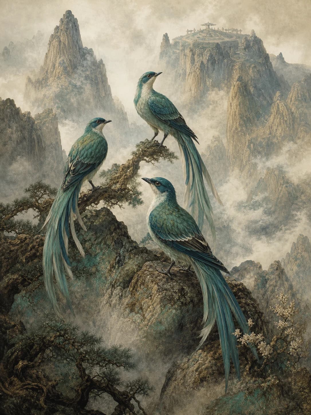 Three Azure Birds